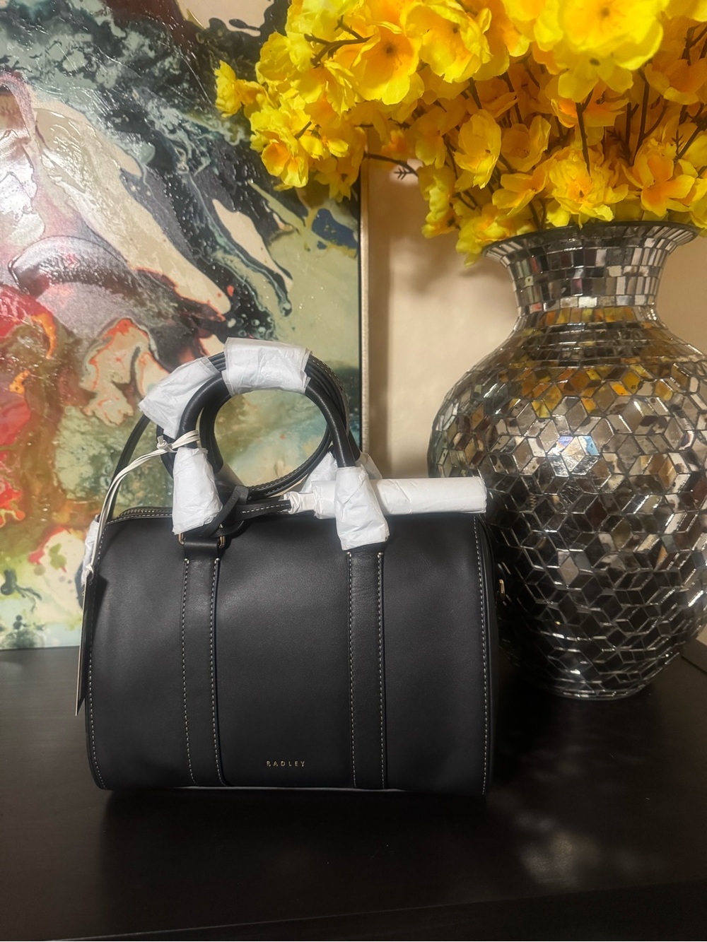 RADLEY LONDON Black Leather Barrel Satchel